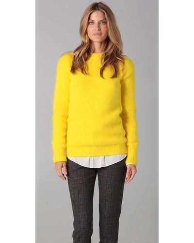 women's yellow crew neck sweater