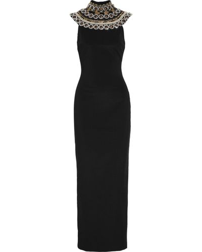 Marchesa Embellished Silk-crepe Gown in Black - Lyst