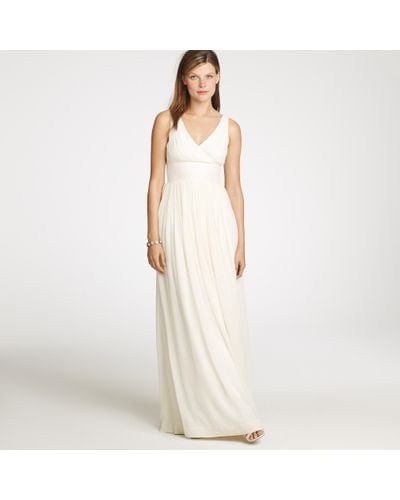 J.Crew Sophia Long Dress in Silk Chiffon - White