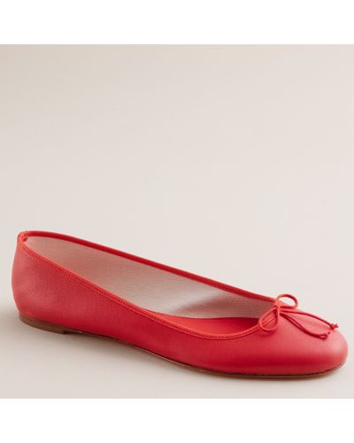 J.Crew Classic Leather Ballet Flats - Red