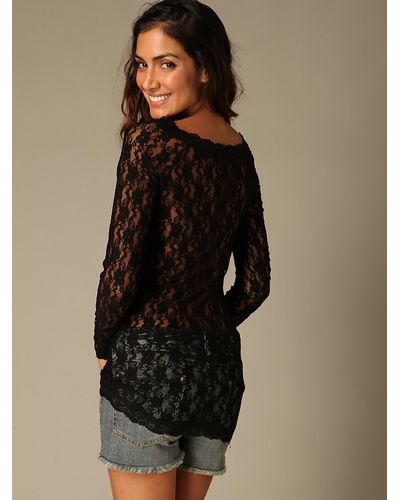 free people black lace long sleeve