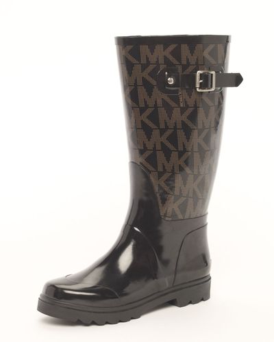 MICHAEL Michael Kors Tall Logo Rain Boot in Army (Black) | Lyst