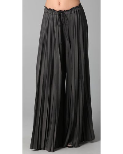 Enza Costa Pleated Palazzo Pants in Charcoal (Gray) | Lyst