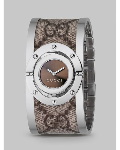 Gucci Twirl Bangle Watch in Brown - Lyst