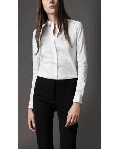 white burberry button down shirt