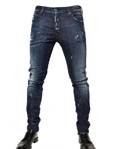 DSquared² 16,5cm Leather Side Seams Cool Guy Jeans in Blue for Men - Lyst