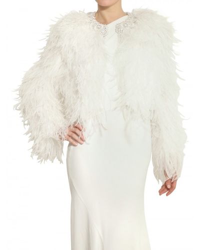 white ostrich feather jacket