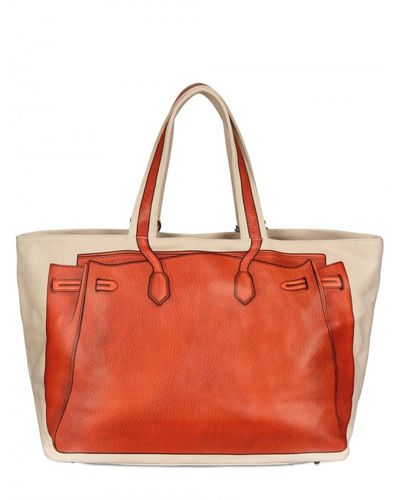 V73 Canvas Printed Tote in Tan (Brown) - Lyst