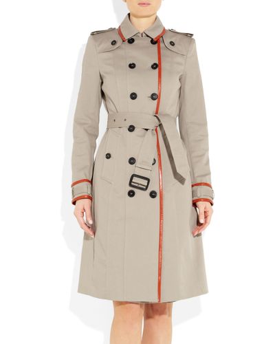 Burberry Prorsum Leather-trimmed Cotton-gabardine Trench Coat in 