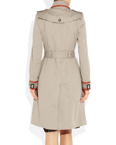 Burberry Prorsum Leather-trimmed Cotton-gabardine Trench Coat in Burberry Prorsum Leather-trimmed Cotton-gabardine Trench Coat in