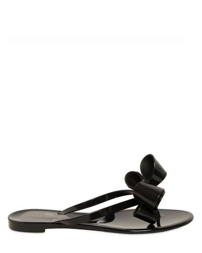 valentino black bow flip flops