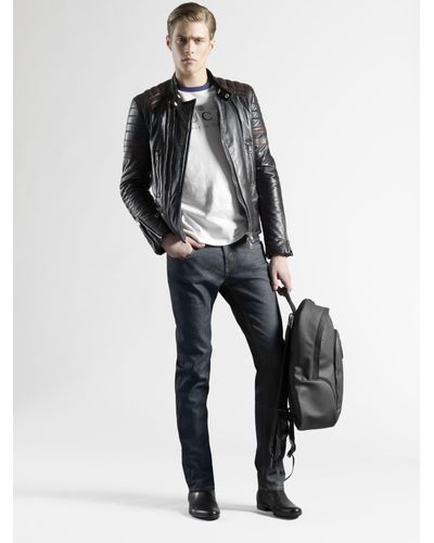 Gucci Leather Biker Jacket in Black for Men | Lyst