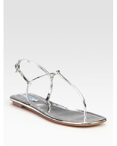 prada flat leather thong sandals
