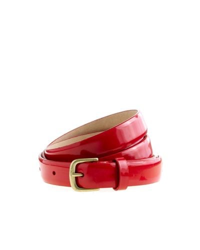 J.Crew Patent Leather Skinny Belt - Red