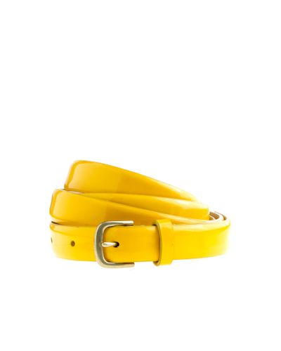 J.Crew Patent Leather Skinny Belt - Yellow