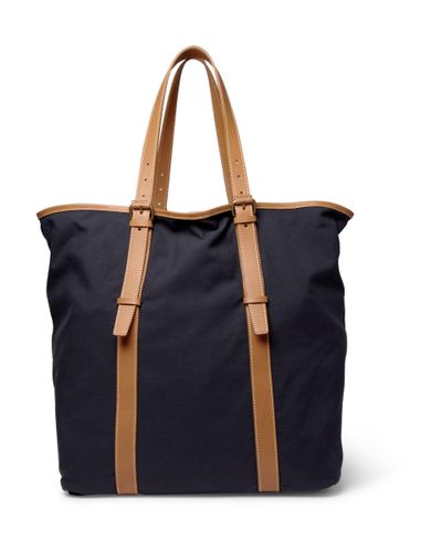 Paul Smith Kenver Leather-trimmed Canvas Tote Bag in Blue for Men | Lyst