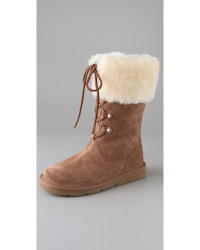 UGG Montclair Lace Up Boots in Chestnut (Brown) - Lyst