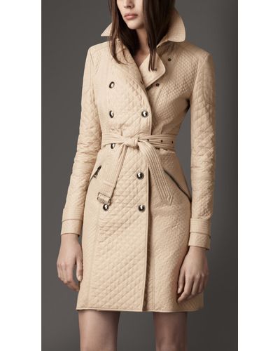 Burberry Quilted Taffeta Trench Coat in Natural | Lyst