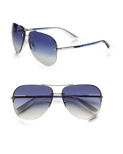 Prada Rimless Aviator Sunglasses in Silver (Metallic) - Lyst
