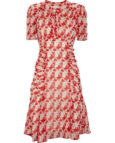 Anna Sui Starprint Silkchiffon Dress in Red - Lyst
