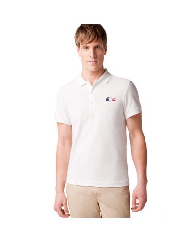 Lacoste France Flag and Croc Pique Polo Shirt in Gray for Men - Lyst