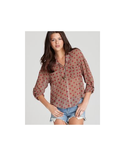 free people polka dot shirt