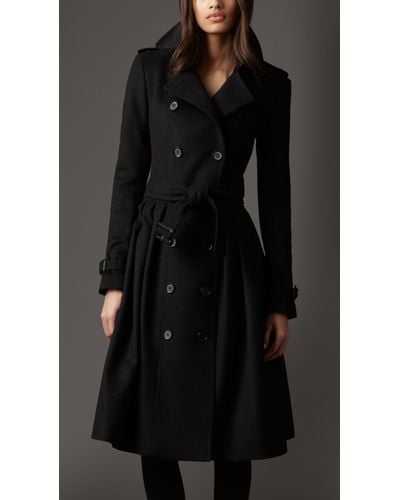 Burberry Full Skirt Virgin Wool and Cashmere Coat in Black - Lyst