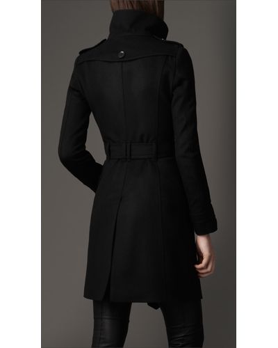 black fitted wool coat