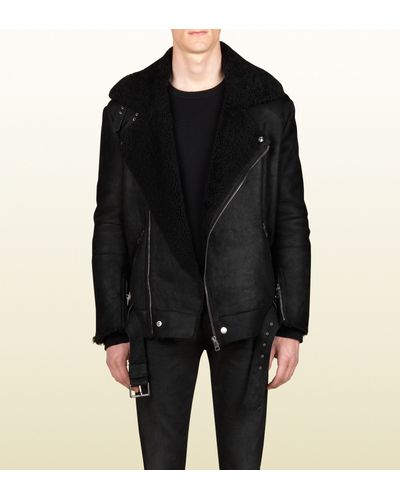 Gucci Shearling Jacket in Black for Men - Lyst