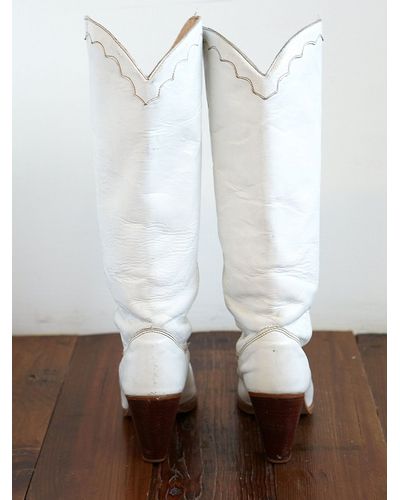 Free People Vintage White Leather Cowboy Boots - Lyst