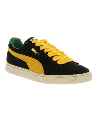 PUMA Suede Classic Black yellow for Men - Lyst