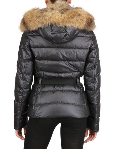 shiny moncler coat with fur hood