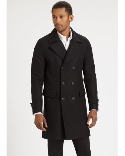 Theory Elongated Peacoat in Black for Men - Lyst