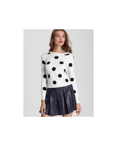 Alice + Olivia Celyn Sequin Polka Dot Sweater in White Black (White) - Lyst