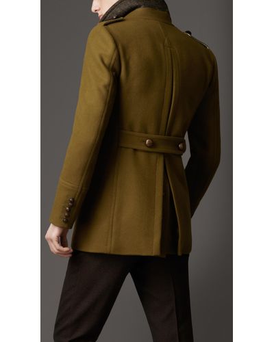 green wool pea coat