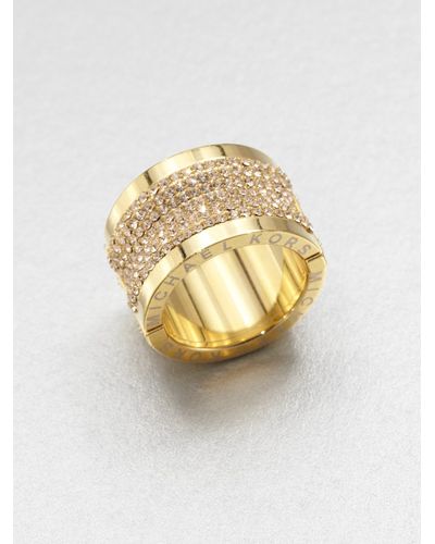 Michael Kors Pavé Barrel Ring in Gold (Metallic) | Lyst