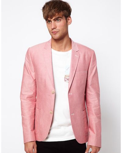 River Island Blazer in Pink for Men - Lyst