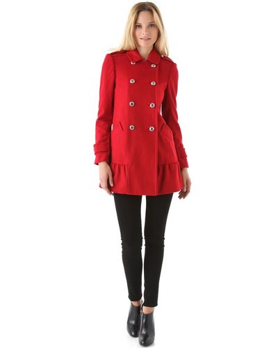 red ruffle coat