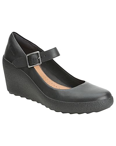 Clarks Clarks Flake Berry Mary Jane Casual Wedges Black - Lyst