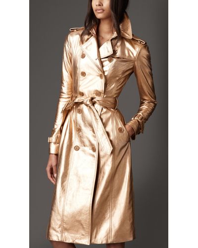 Burberry Long Metallic Leather Trench Coat - Lyst