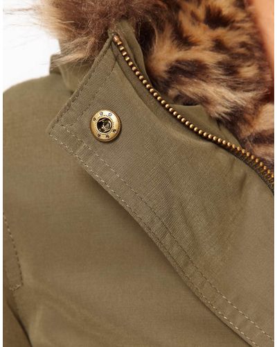 leopard lined parka