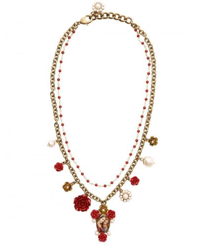 Dolce & Gabbana Virgin Mary with Red Roses Necklace - Lyst