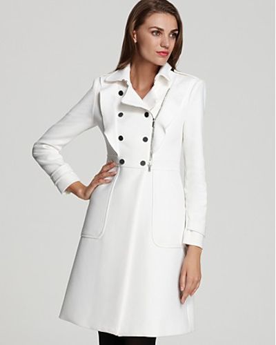 BCBGMAXAZRIA Peacoat Ruffle Front in White - Lyst