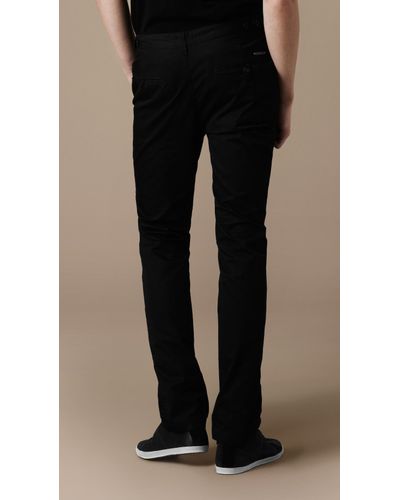 Burberry Brit Slim Fit Cotton Chino Trousers in Black for Men - Lyst