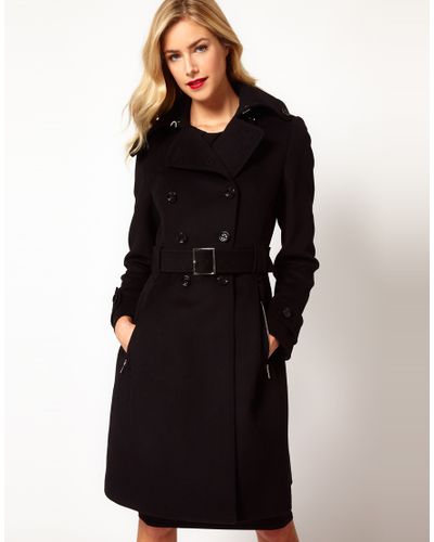 Karen Millen Classic Investment Coat, Karen Millen Lace Trench Coat Black And White
