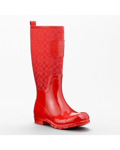 red coach rain boots