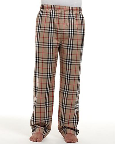 Burberry Check Woven Pajama Pants in Camel (Natural) for Men - Lyst