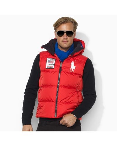 Polo Ralph Lauren Big Pony Down Vest in f1 Red (Red) for Men - Lyst