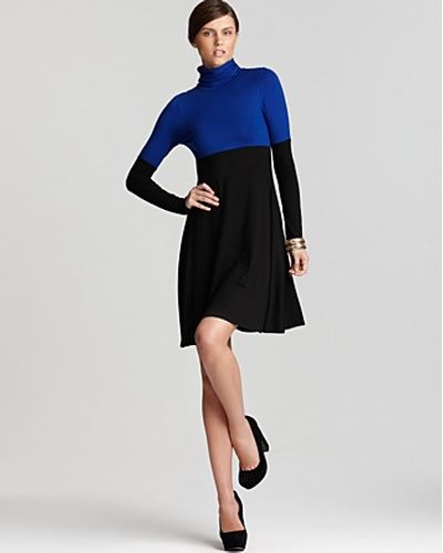 Karen Kane Color Block Turtleneck Dress in Blue - Lyst