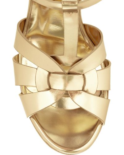 ysl gold flat sandals